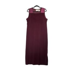 Kathie Lee Maxi Dress Velvet Size L 12‎ Red Grunge Whimsical Gothic Vintage Midi